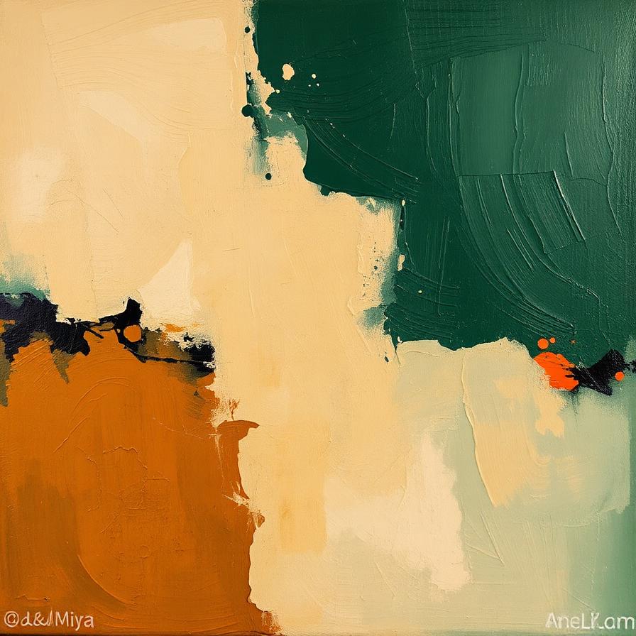 Pintura abstracta al óleo con texturas matéricas